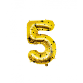 5 Jaar Cijfer Ballon Zwart Goud Sterren 86cm